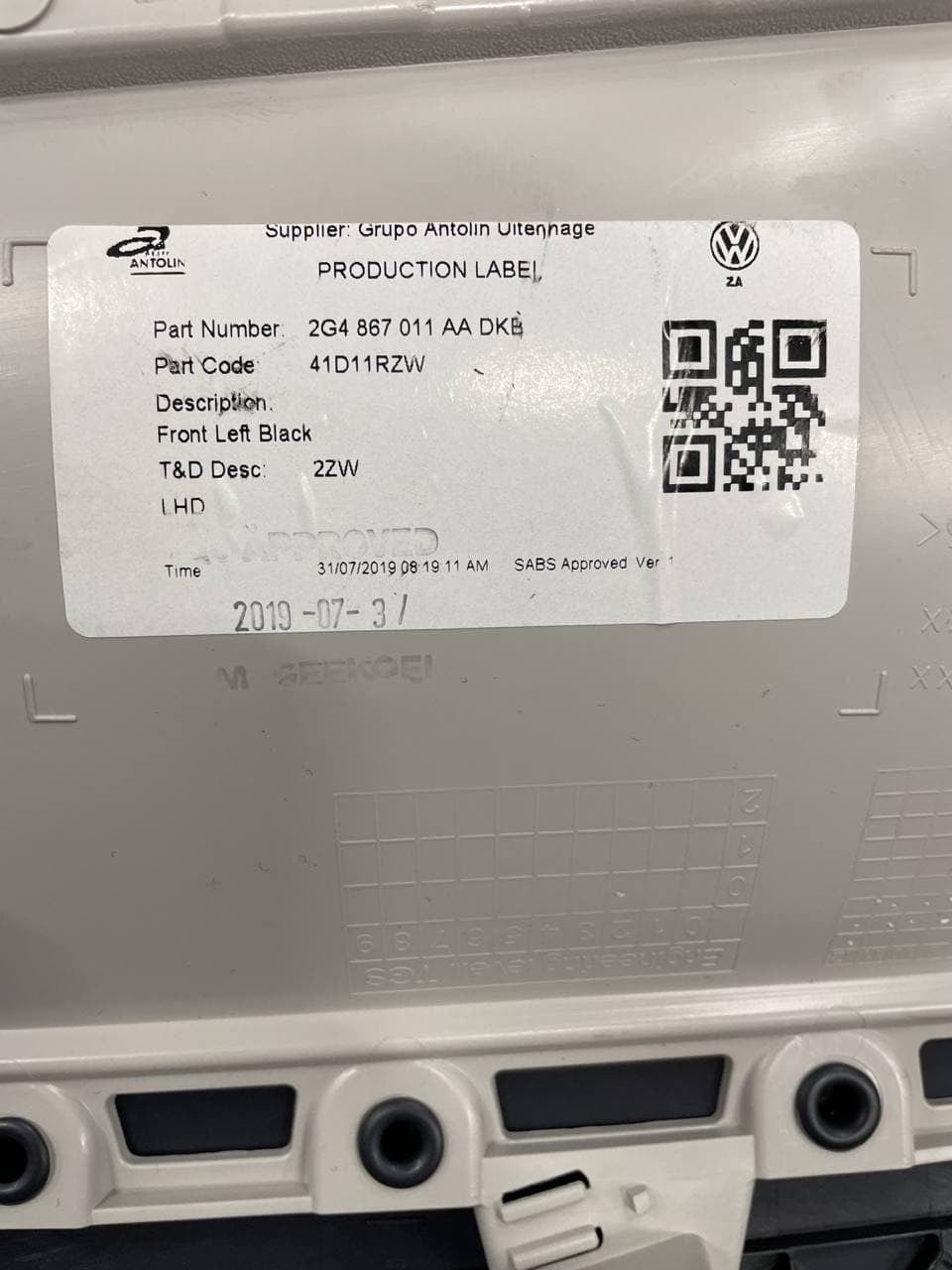Pannello Portiera Volkswagen Polo ( aw1) anteriore sinistro