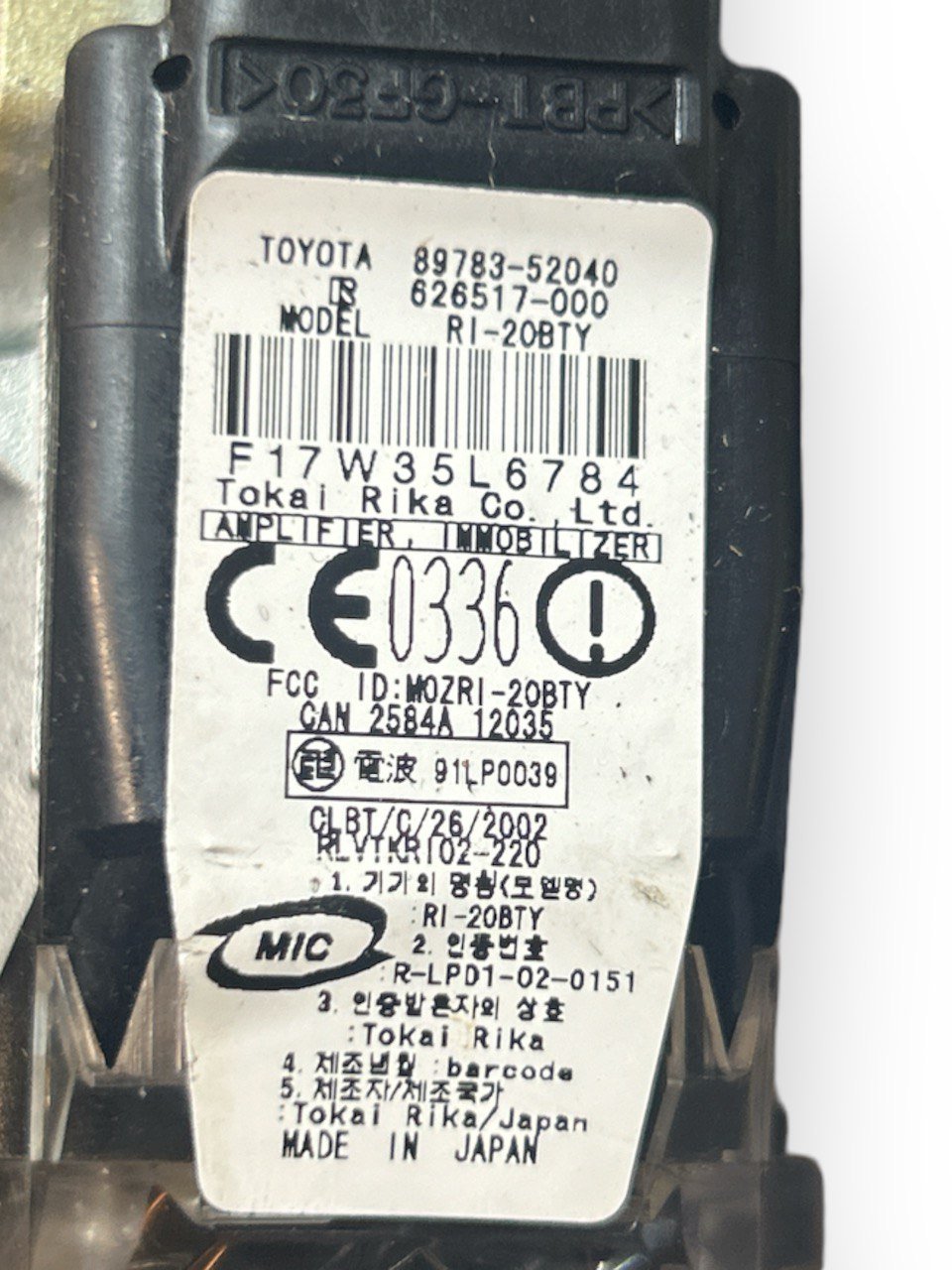 Piantone / Canna Sterzo + Blocchetto Di Avviamento Con Chiave Toyota Rav IV 2.0 Benzina (2000 > 2006) cod . 89783-52040