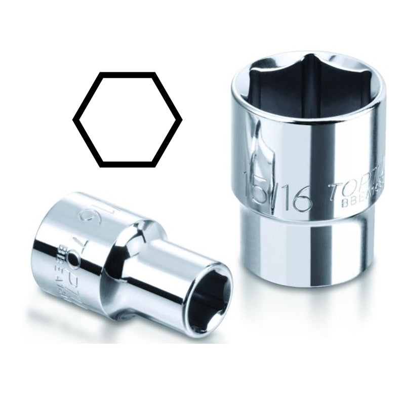 Chiave Esagonale In POLLICI 1/4" | Lunghezza 25 mm | Attacco 1/4" Marca Toptul BIBA-RICAMBI