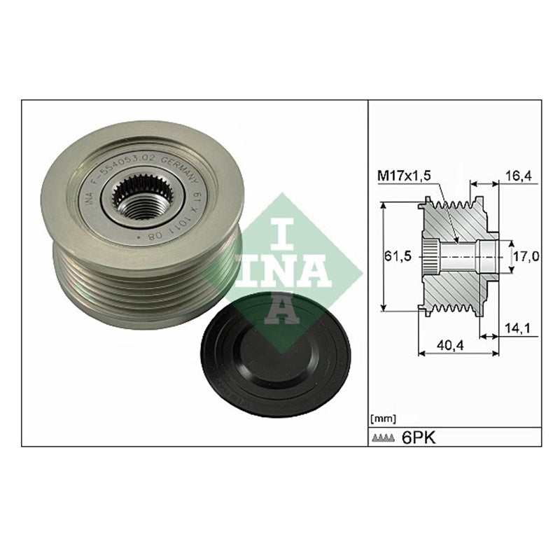 Puleggia Alternatore Compatibile Per Fiat Doblo (223) 1.9 JTD 74KW | Motore. 182B9.000 INA-GERMANY