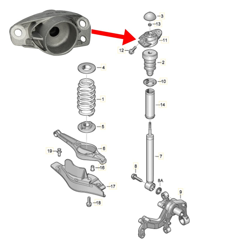 Supporti Ammortizzatori Posteriori Per VW Passat CC (357) dal 2008> BIBA-RICAMBI