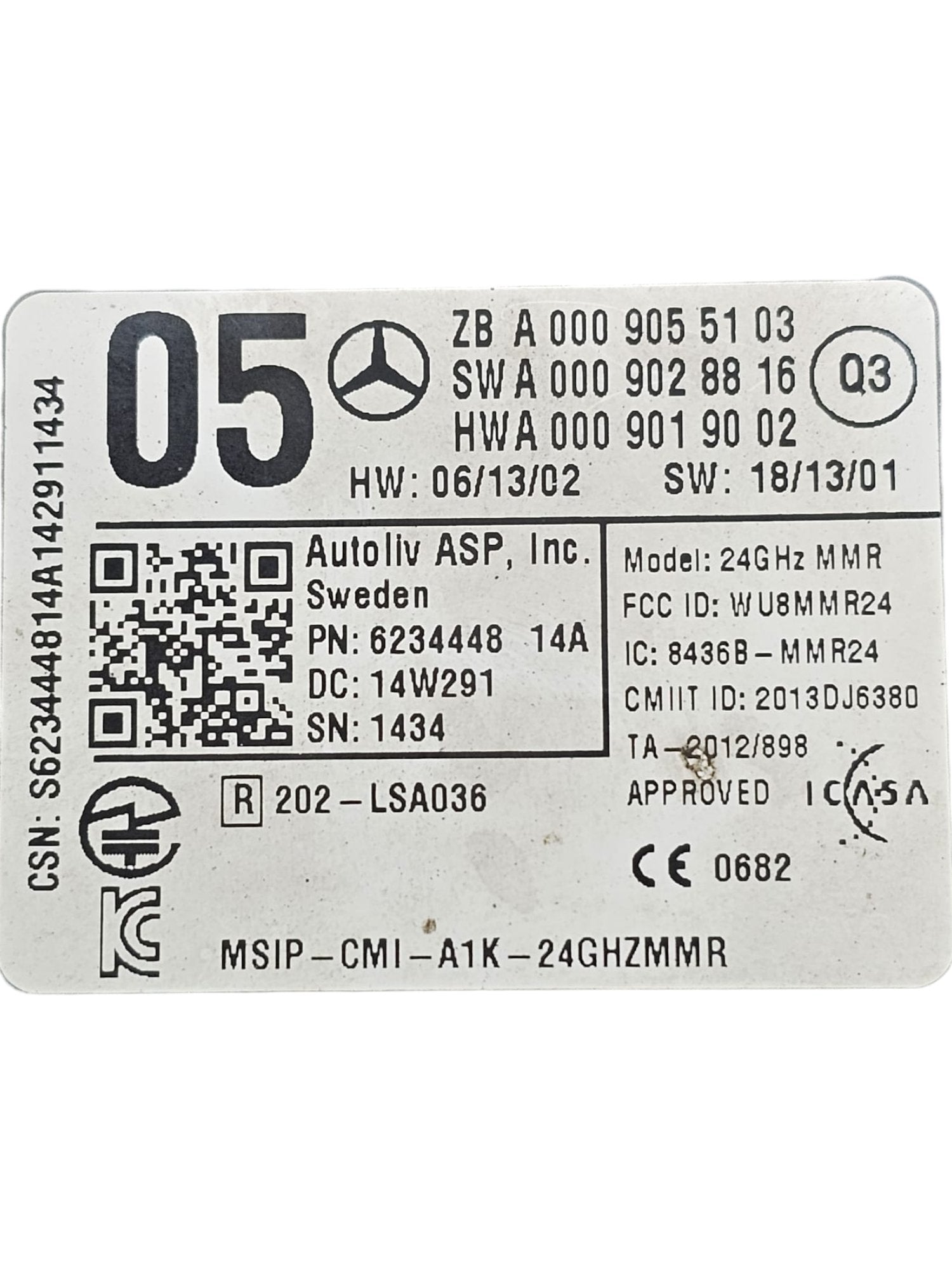 Radar Mercedes Classe B W246 Cod:A0009055103 (2011-2018)