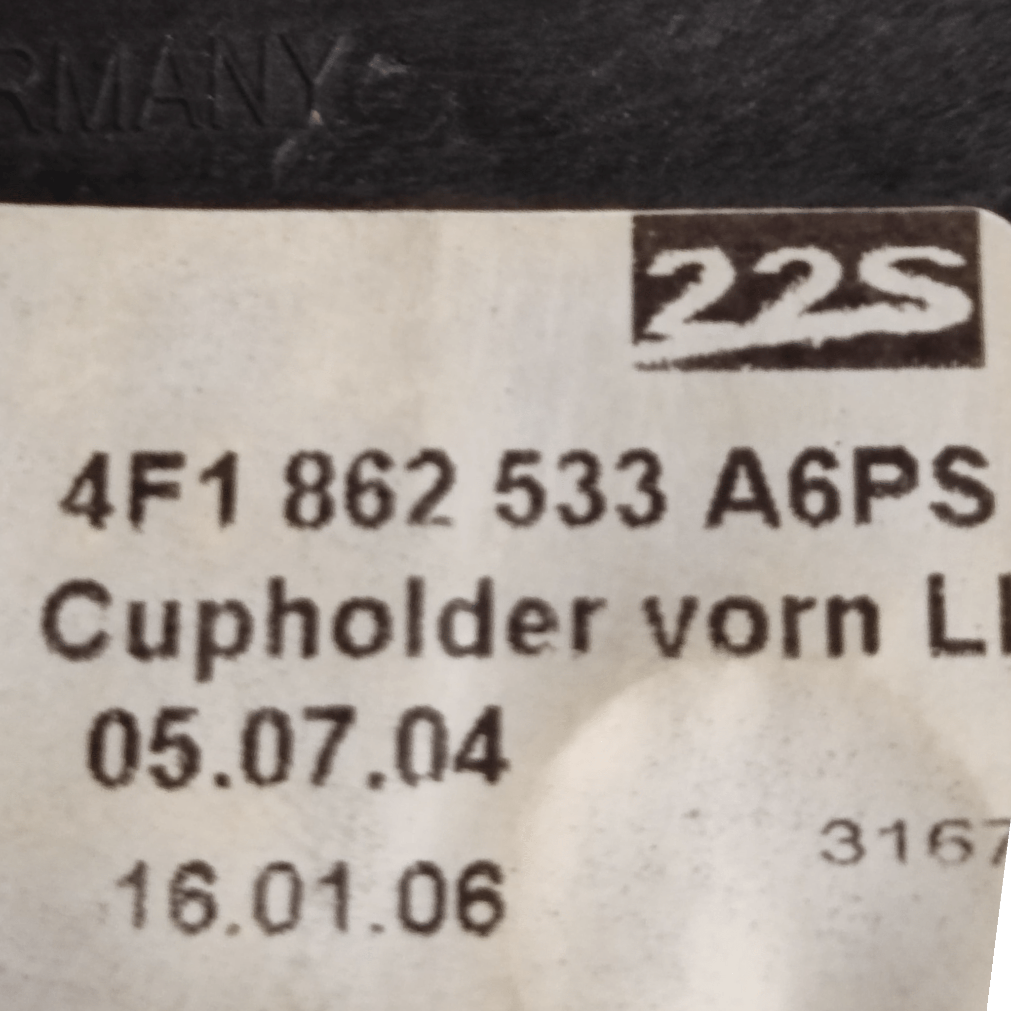Rivestimento Tunnel Centrale Audi A6 C6 Avant COD: 4F1857851C (2004-2011)