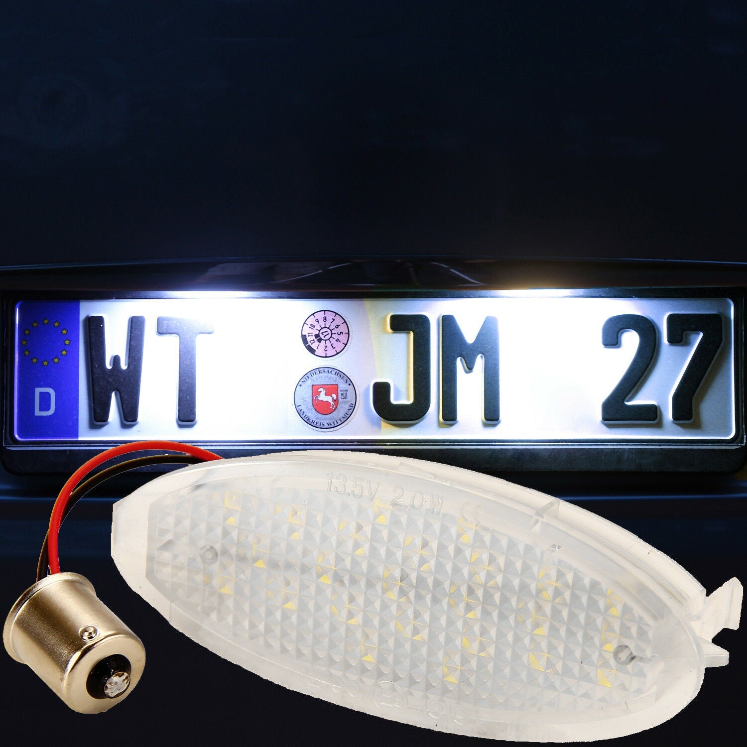 Lampadina Placchetta Luce Targa Led Specifica [solo versione ovale] Adattabile Opel Astra F dal 1991> BIBA-RICAMBI