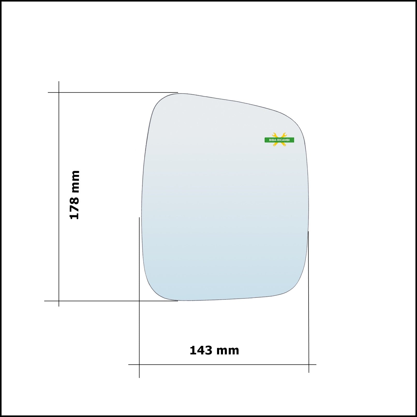 Vetro Specchio Retrovisore Cromato Asferico Lato Dx-Passeggero Per Fiat Fiorino II (225) dal 2007&gt; BIBA-RICAMBI