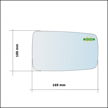 Vetro Specchio Retrovisore Cromato Lato Sx-Guidatore Per Fiat Tempra (159) dal 1990-1998 BIBA-RICAMBI