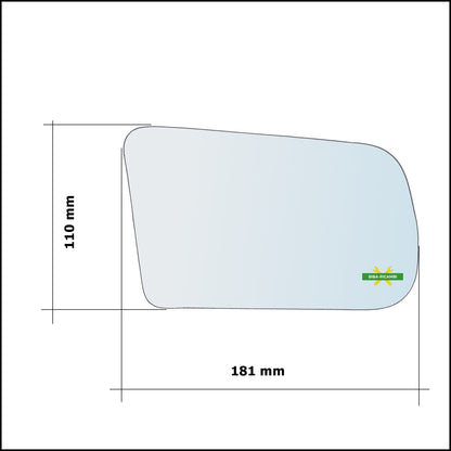 Vetro Specchio Retrovisore Cromato Asferico Lato Sx-Guidatore Per Lancia Thema I (834) dal 1984-1994 BIBA-RICAMBI