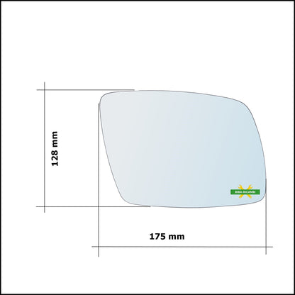 Vetro Specchio Retrovisore Cromato Asferico Lato Sx-Guidatore Per Dodge Journey (JC) dal 2008&gt; BIBA-RICAMBI