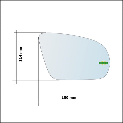 Vetro Specchio Retrovisore Asferico Lato Dx Compatibile BM Classe C (W205) dal 2013&gt; BIBA-RICAMBI