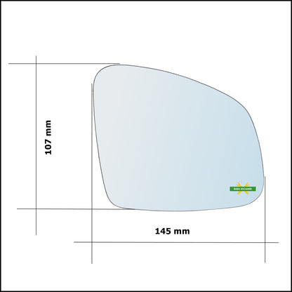 Vetro Specchio Retrovisore Cromato Lato Dx-Passeggero Per Smart ForFour II (453) dal 2014&gt; BIBA-RICAMBI
