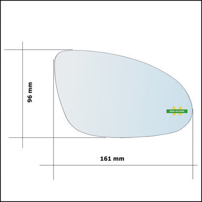 Vetro Specchio Retrovisore Cromato Lato Sx-Guidatore Per Mercedes Classe CLS I (C219) dal 2004-2011 BIBA-RICAMBI