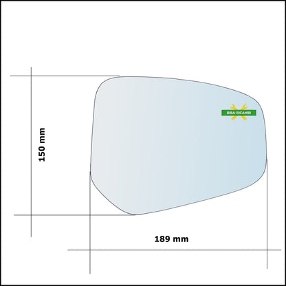 Vetro Specchio Retrovisore Cromato Lato Sx-Guidatore Per Ford Transit Courier dal 2014&gt; BIBA-RICAMBI