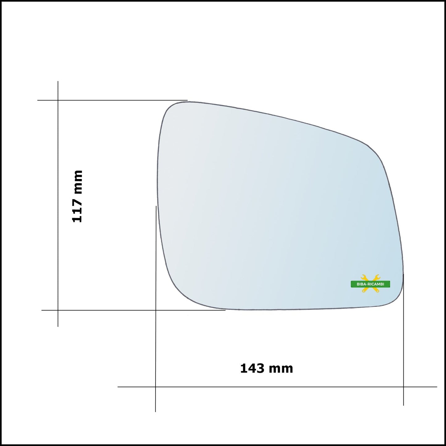 Vetro Specchio Retrovisore Asferico Lato Sx-Guidatore Per Mercedes Classe A II (W169) solo dal 2008-2012 BIBA-RICAMBI
