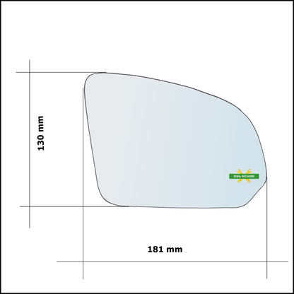 Vetro Specchio Retrovisore Lato Sx-Guidatore Per Volvo S60 III (224) dal 2019&gt; BIBA-RICAMBI