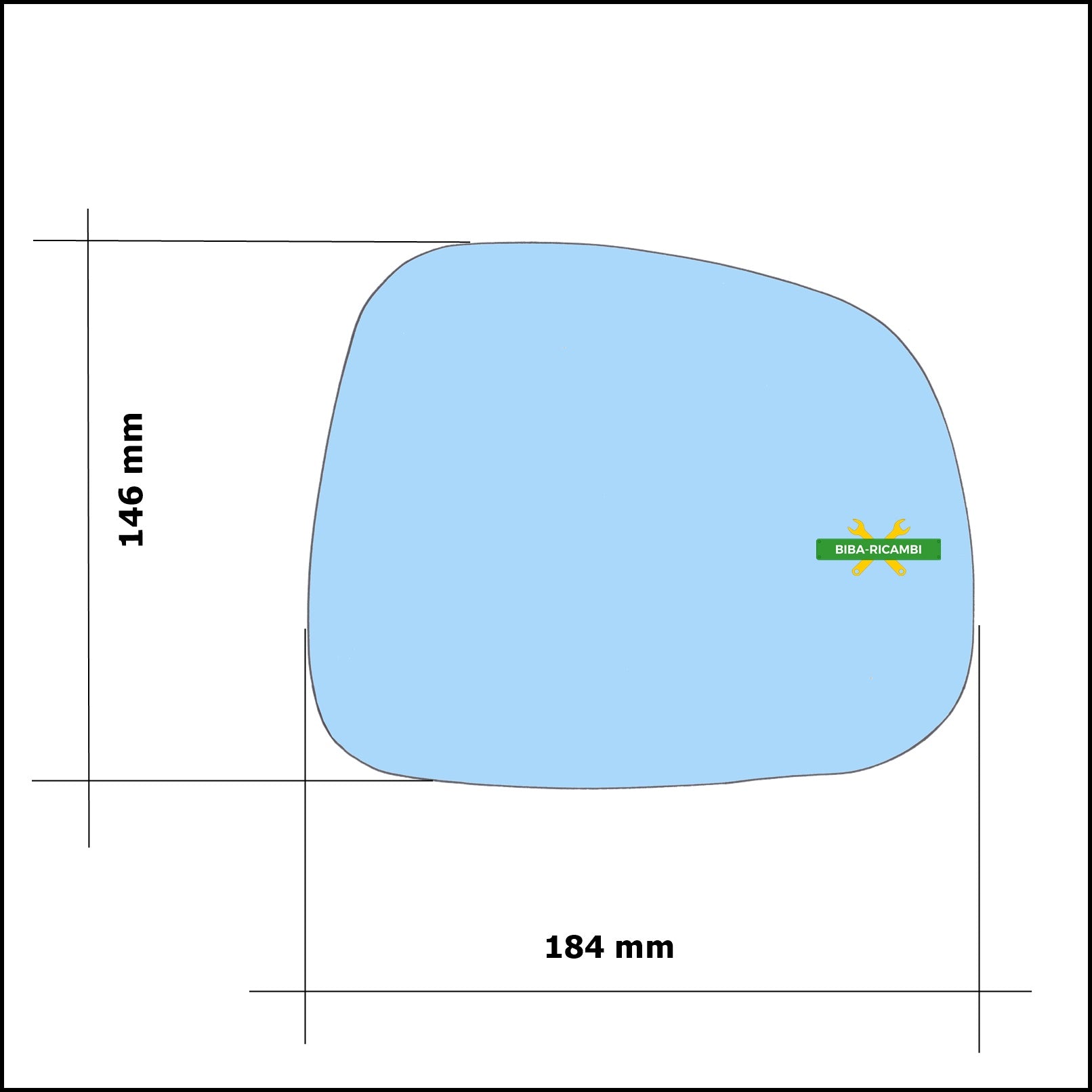 Vetro Specchio Blue Lato Dx-Passeggero Per Ssangyong Rexton (W) dal 2012> BIBA-RICAMBI