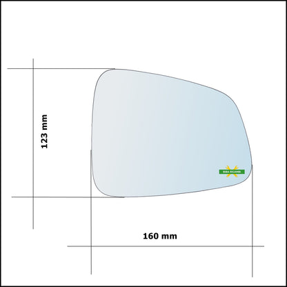 Piastra Specchio Retrovisore Lato Sx-Guidatore Per Chevrolet Trax dal 2012&gt; BIBA-RICAMBI