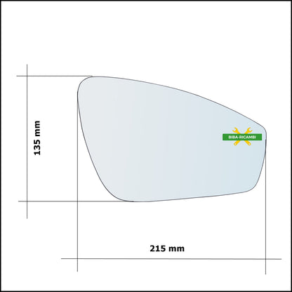 Piastra Retrovisore Termica Asferica Lato Dx-Passeggero Per Audi Q4 (F4) dal 2020&gt; BIBA-RICAMBI