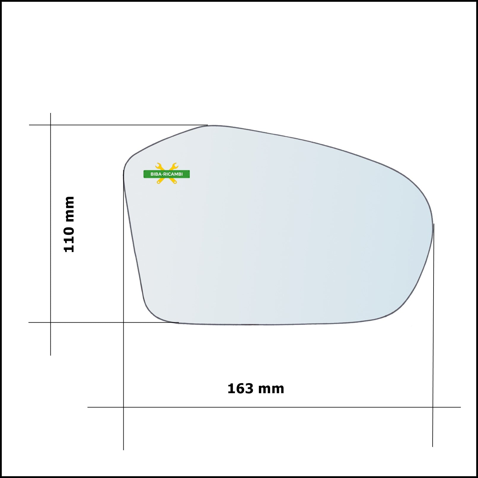 Vetro Specchio Retrovisore Asferico Lato Sx-Guidatore Per Mercedes Classe B (W245) solo dal 2005-2008 BIBA-RICAMBI