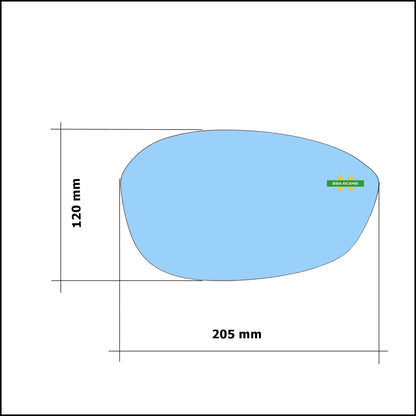 Piastra Retrovisore Termica Asferica Lato Dx-Passeggero Per Alfa Romeo Spider II (939) dal 2006-2011 BIBA-RICAMBI