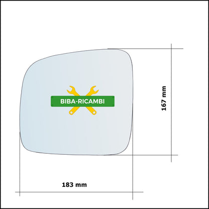 Vetro Specchio Retrovisore Lato Sx-Guidatore Per Volkswagen Transporter T5 solo dal 2003-2008 BIBA-RICAMBI