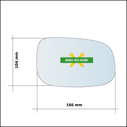 Vetro Specchio Retrovisore Asferico Lato Dx-Passeggero Per Volvo S60 I (384) solo dal 2007-2010 BIBA-RICAMBI