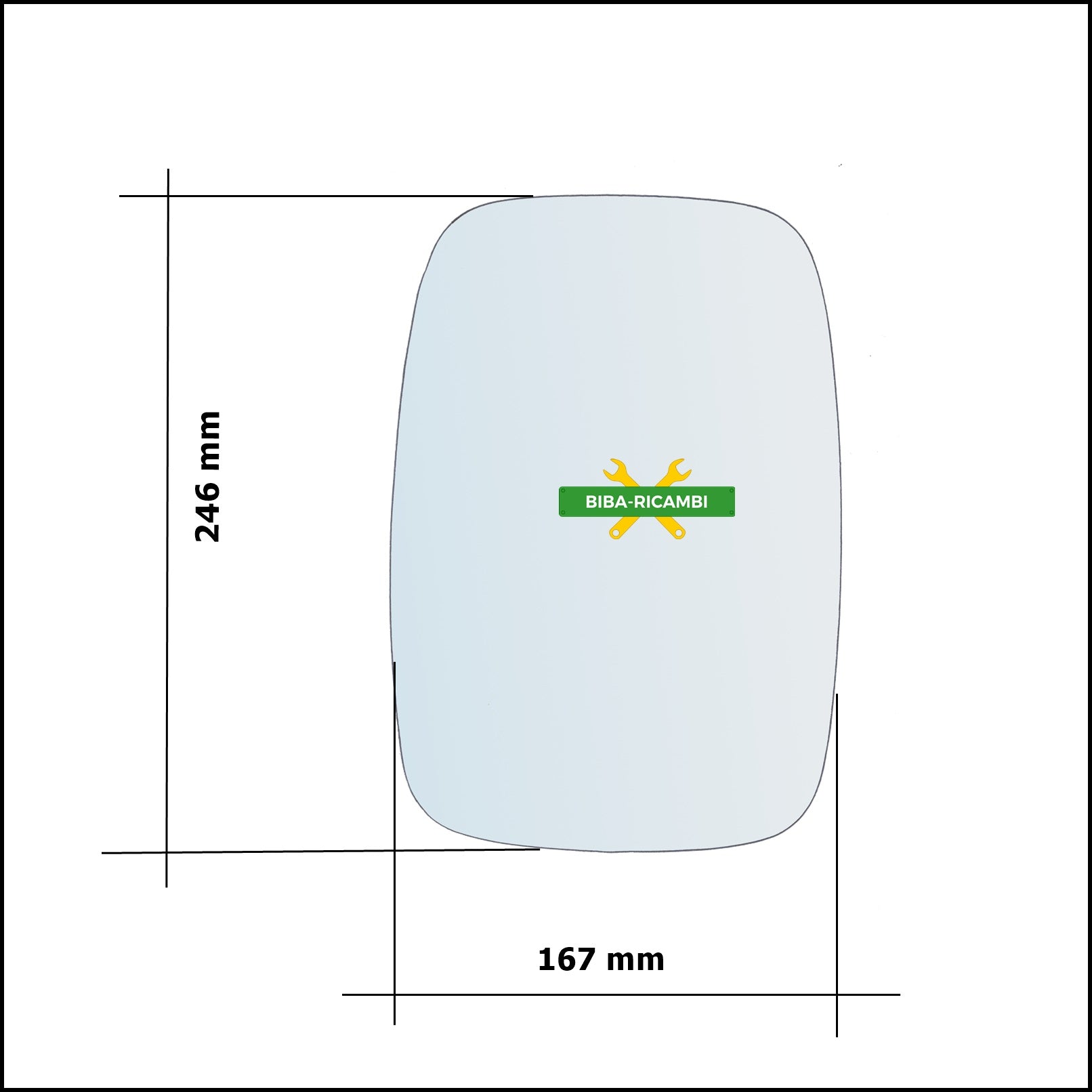 Vetro Specchio Retrovisore Asferico Lato Dx-Passeggero Per Kia K2500 dal 2001&gt; BIBA-RICAMBI