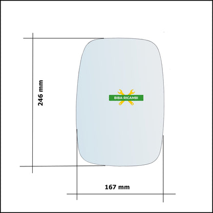 Vetro Specchio Retrovisore Asferico Lato Dx-Passeggero Per Kia K2700 dal 1999&gt; BIBA-RICAMBI
