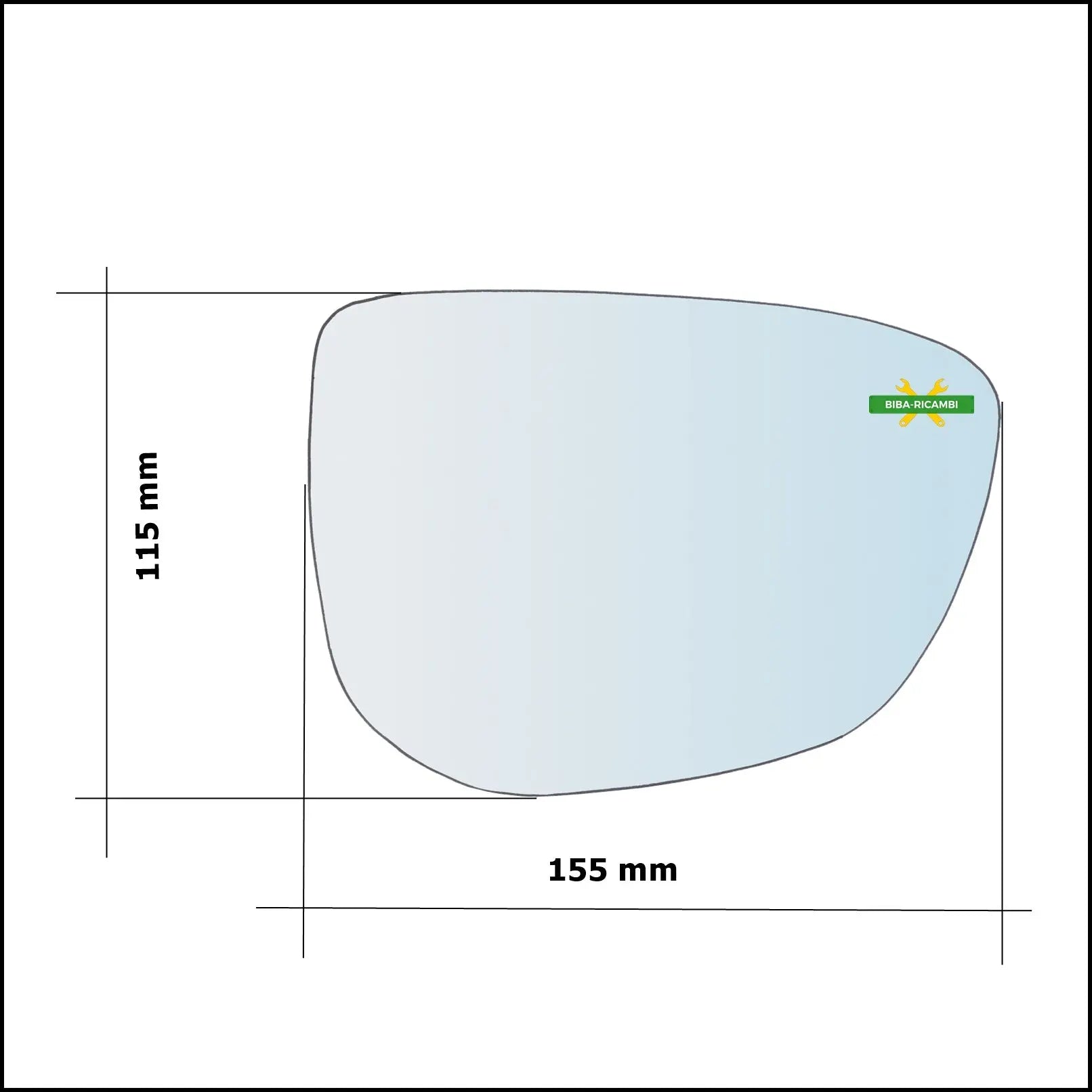 Piastra Specchio Retrovisore Termica Lato Dx-Passeggero Per Citroen C-Elysee dal 2012> BIBA-RICAMBI