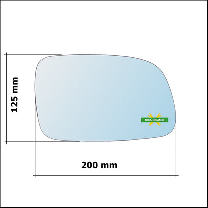 Vetro Specchio Retrovisore Lato Dx-Passeggero Per Jeep Grand Cherokee II (WJ) dal 1998-2005 BIBA-RICAMBI