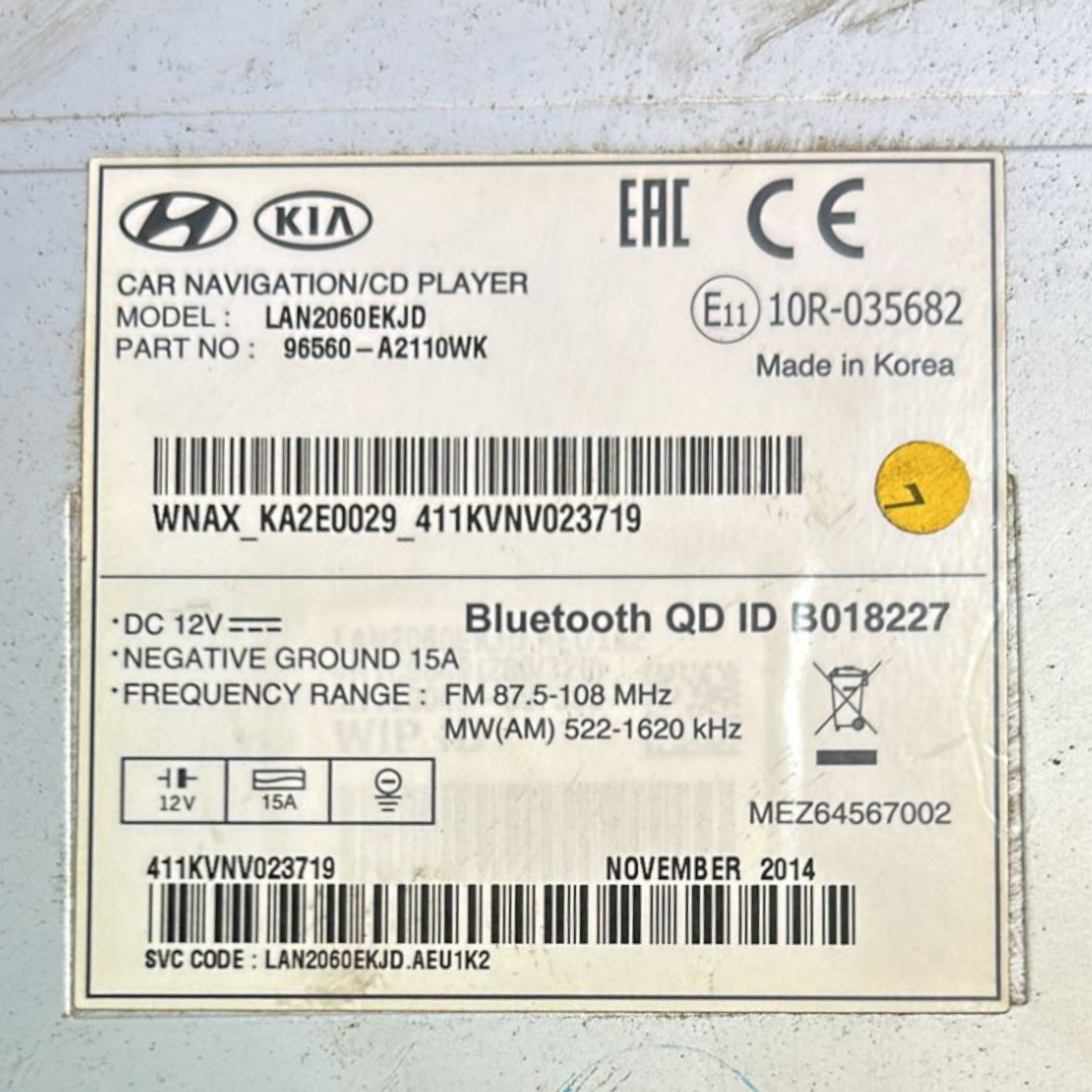 Schermo / Display Kia Cee'd (EU) cod.96560-A211WK (2012 > 2018)