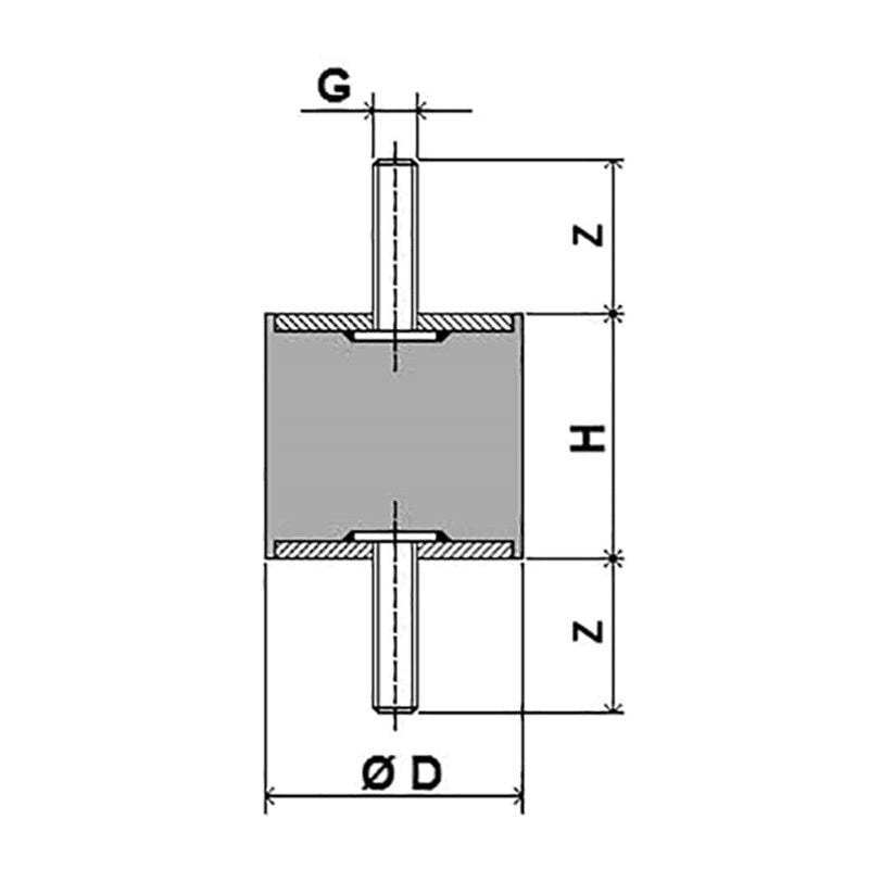 Tamponi Antivibranti Maschio-Maschio 30x25 | M8x20 Quantità (10pz) BIBA-RICAMBI