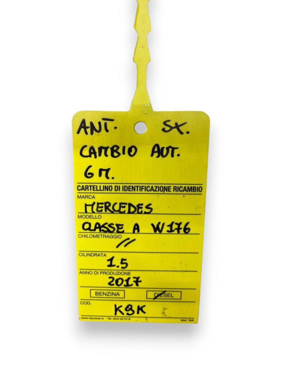 Semiasse / Albero Motore / Trasmissione anteriore sinistro (sx) Mercedes - Benz Classe A W176 1.5 Diesel (2012 - 2018) Cambio Automatico 6 Marce