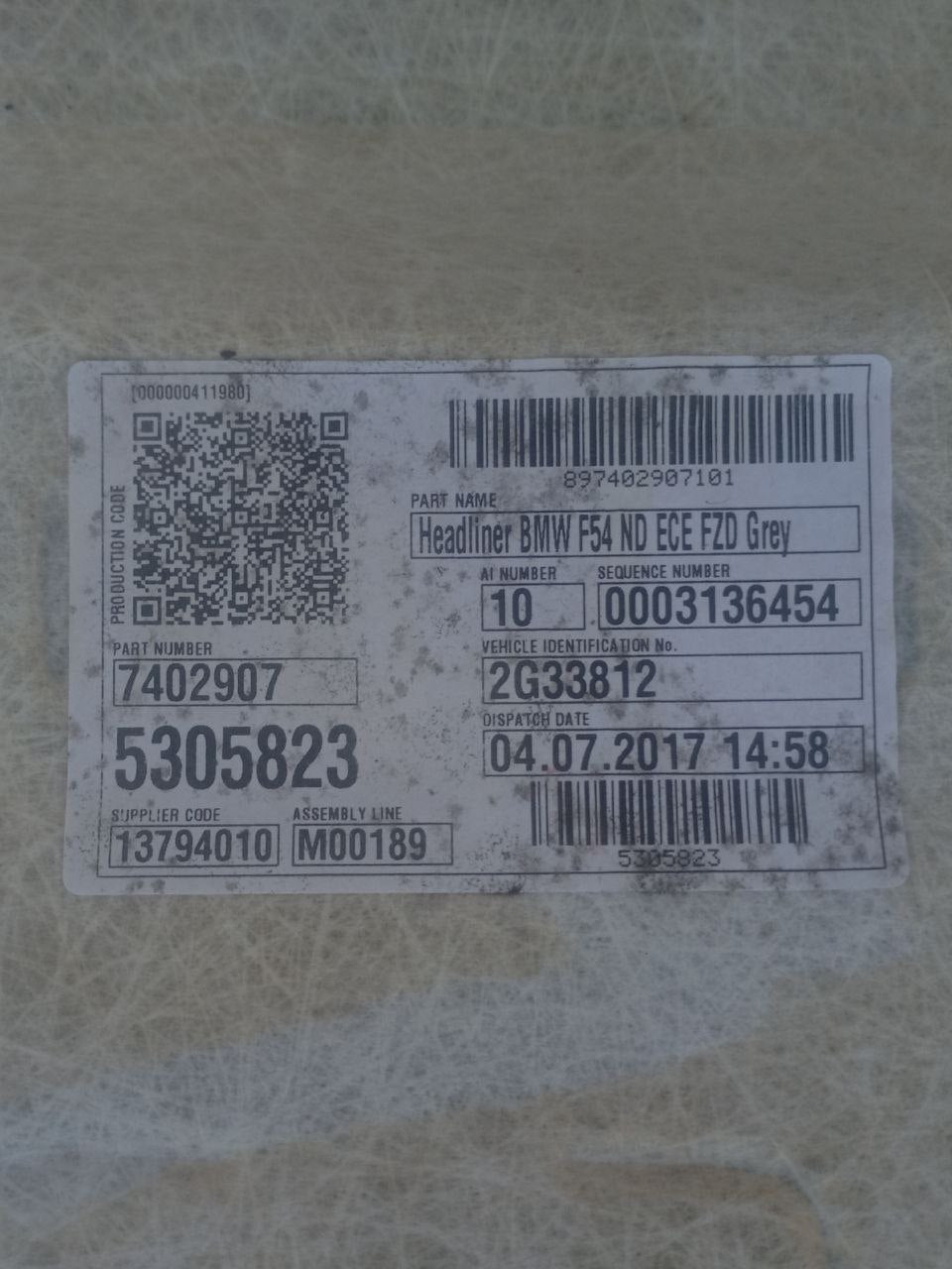 Sottotetto / Cielo Mini Clubman F54 (2018) cod: 7402907