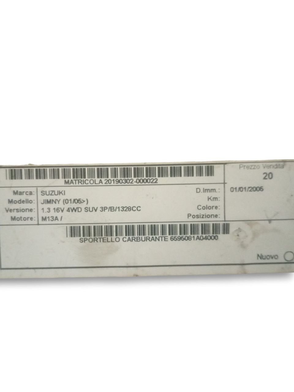 Sportello serbatoio Suzuki Jimny 1.3 Benzina (2004) cod: 6595081A04000