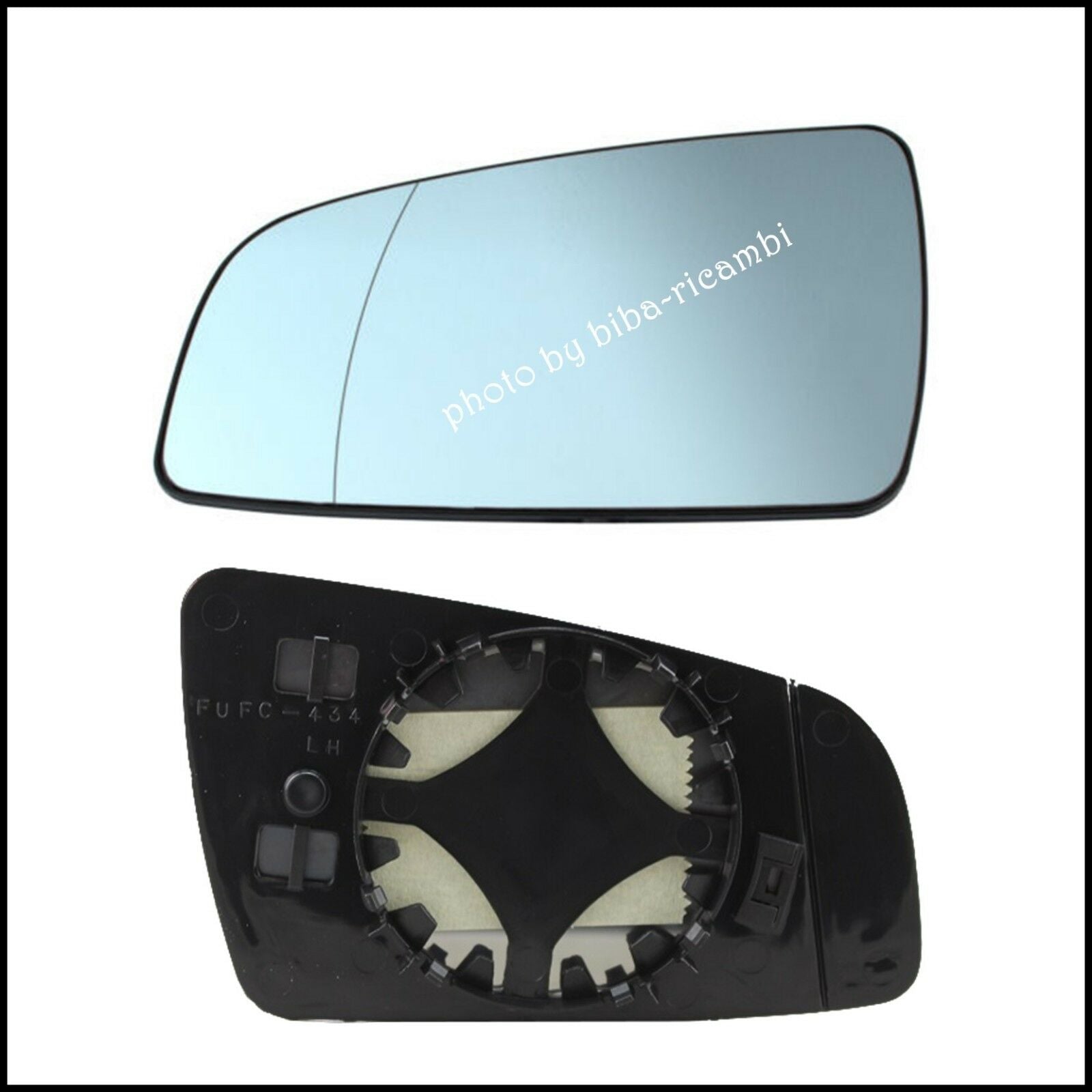 Piastra Specchio Retrovisore Termico Asferico Lato Sx-Guidatore Per Opel Zafira (B) solo dal 2005-2008 BIBA-RICAMBI