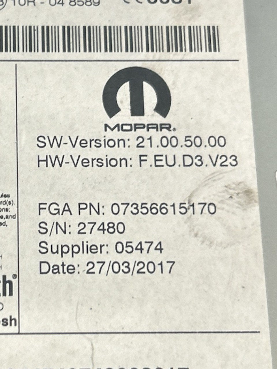 Stereo / Autoradio Fiat Tipo (2015 > ) cod.07356615170