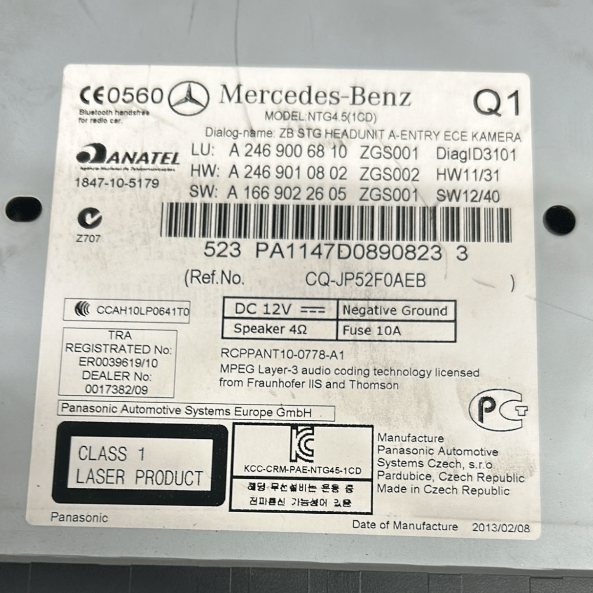 Stereo / Autoradio Mercedes Benz Classe B W246 cod:A2469006810 (2011 > 2019)
