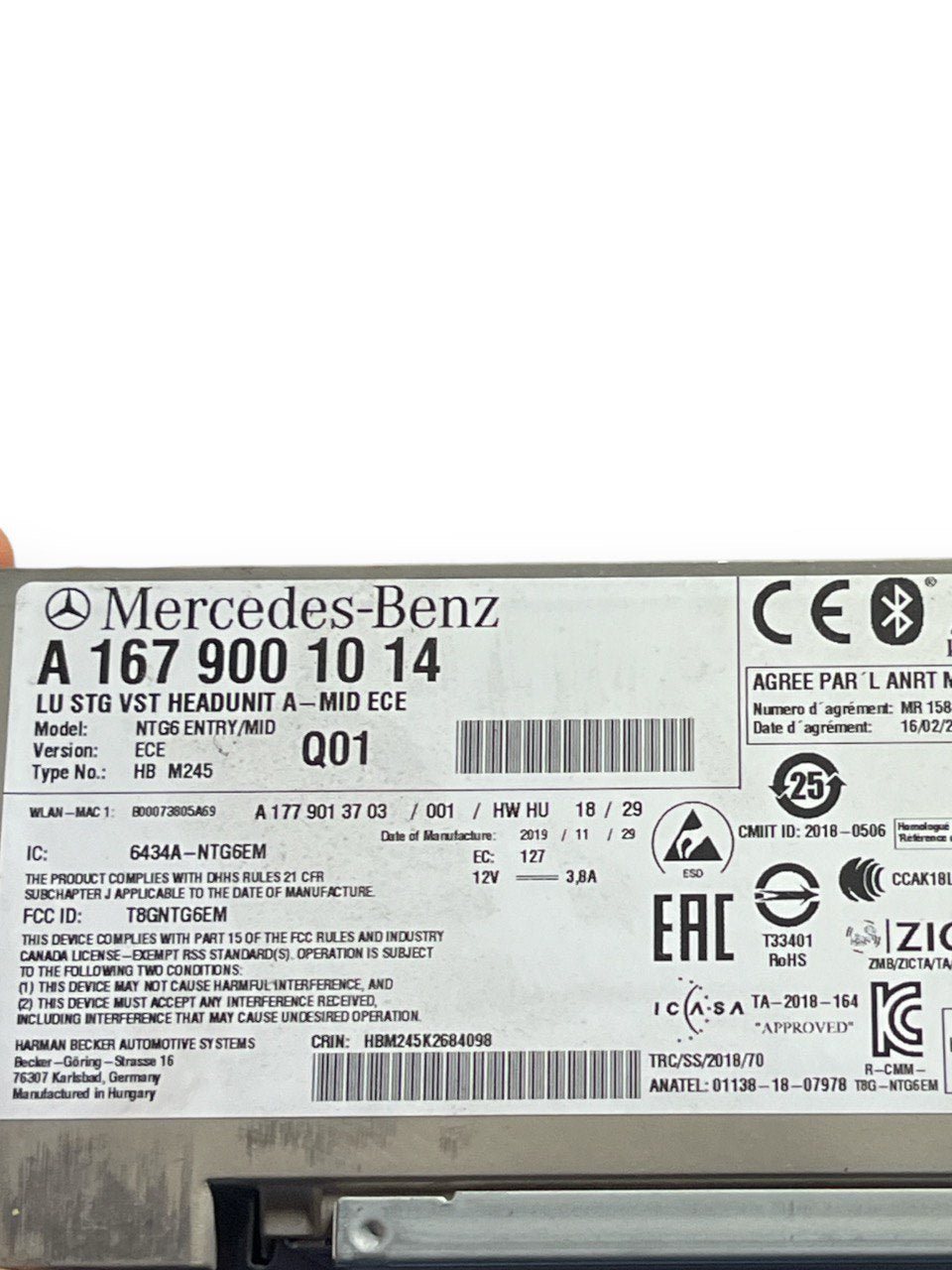 Stereo/ autoradio/ Navigatore Mercedes-Benz classe A W177 (2018>) cod.A1679001014