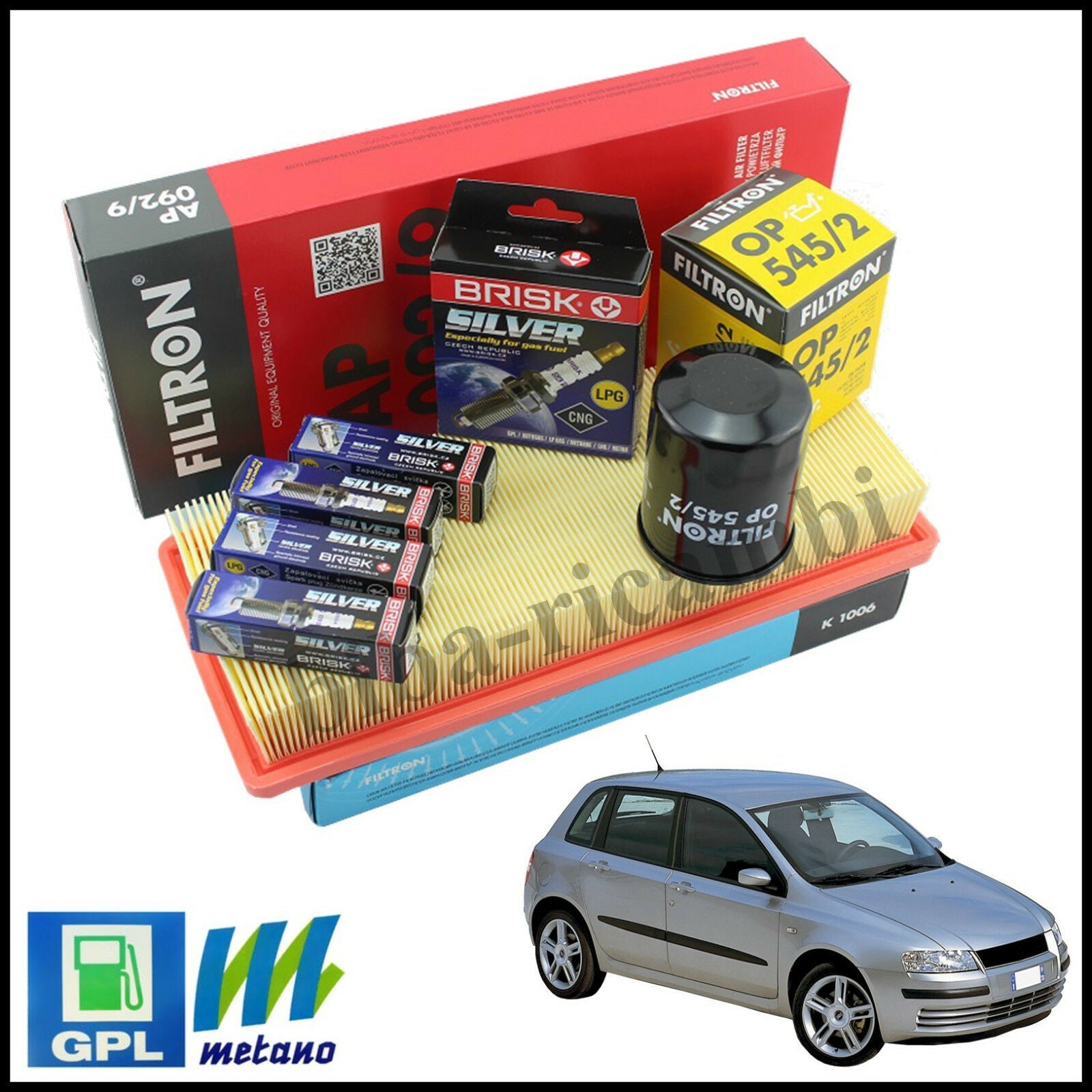 Kit Tagliando Filtri | Candele Per Fiat Stilo 1.200 GPL 59kw/80cv dal 2001&gt; BIBA-RICAMBI