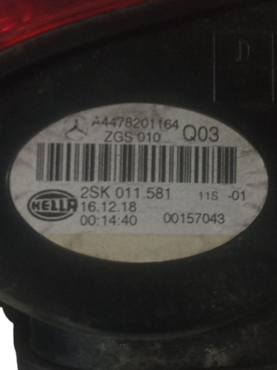 Stop / Fanale posteriore sinistro (sx) Alogeno Mercedes Vito W447 Van (219) cod :A4478201164