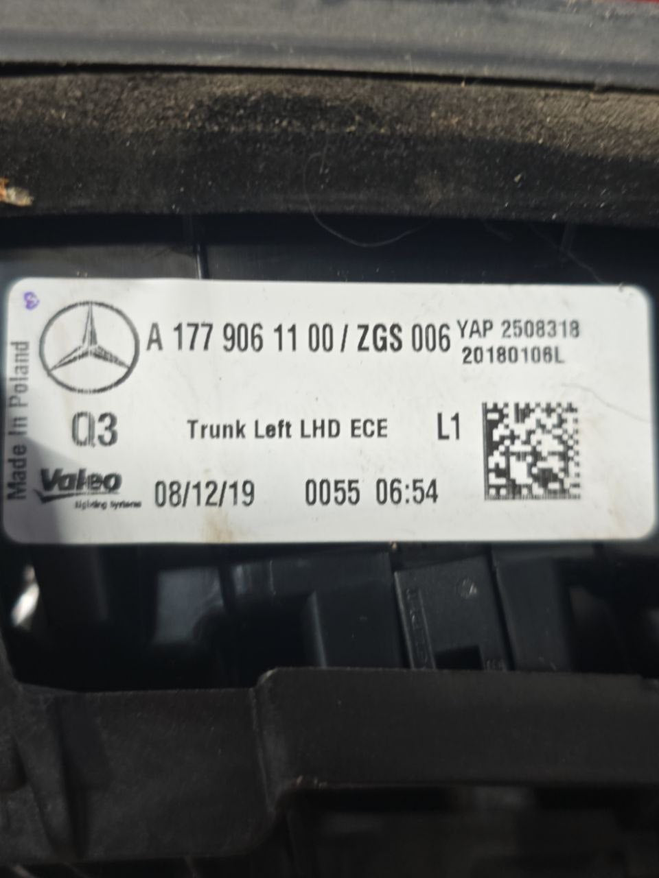 Stop Interno Sinistro Led Mercedes-Benz Classe A w177 Cod : A1779061100 (2018>) Fanale Posteriore