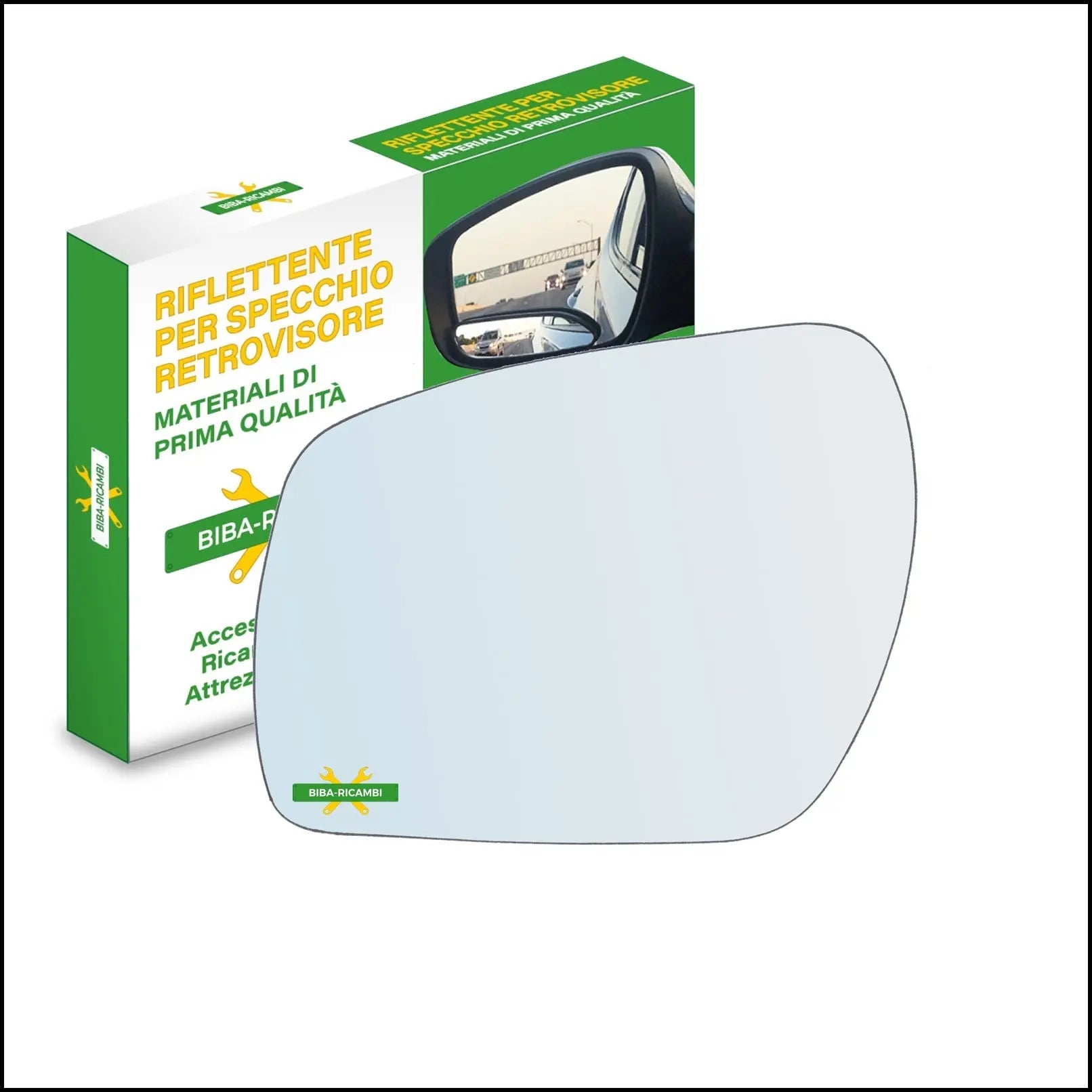 Vetro Specchio Retrovisore Cromato Lato Sx-Guidatore Per Ford Focus C-Max solo dal 2006-2008 (specchio piu grande) BIBA-RICAMBI