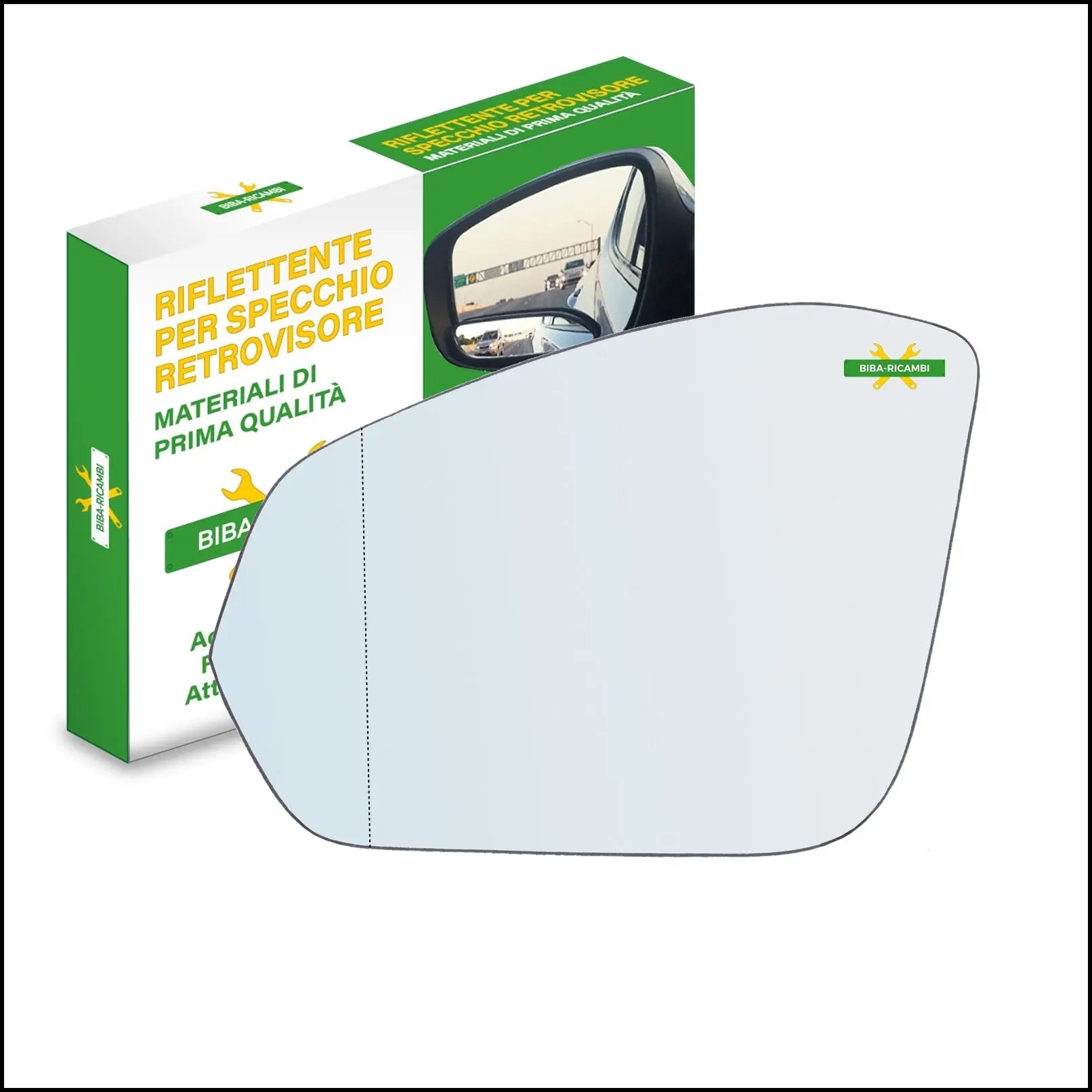Vetro Specchio Retrovisore Asferico Lato Sx-Guidatore Per Skoda Fabia IV (PJ3) dal 2021> BIBA-RICAMBI
