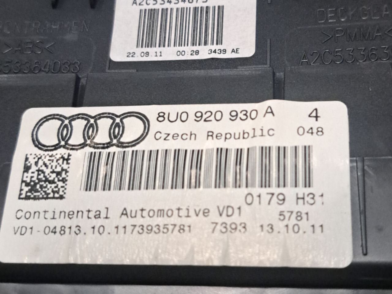 Tachimetro Audi Q3 8U 2.0 Diesel (2011-2018) COD:8U0920930A Contachilometri / Quadro Strumenti