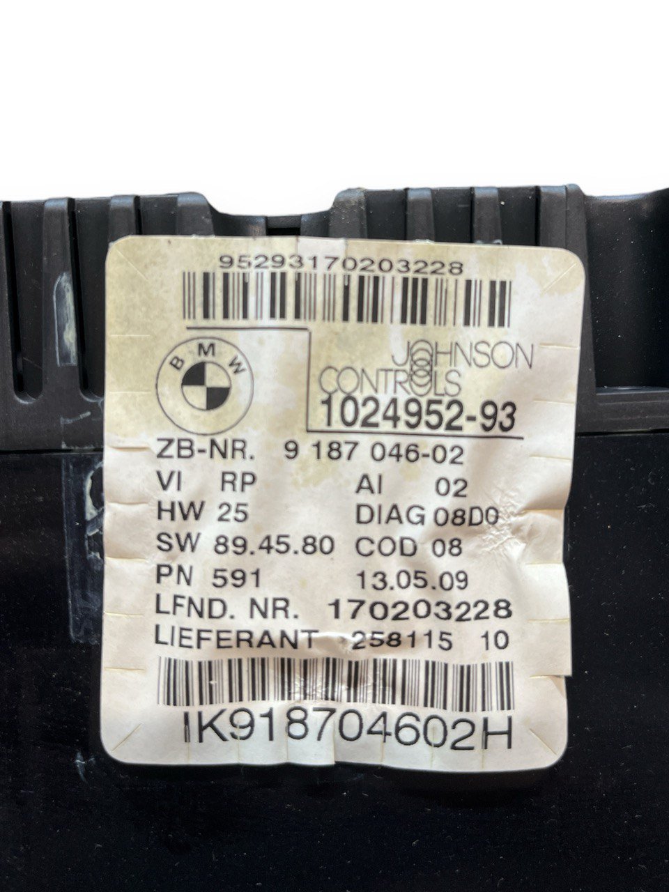 Tachimetro Bmw Serie 1 E81/87 2.0 Diesel (2004-2012) cod.1024952-93/ 9187046-02 / Quadro Strumenti / Contachilometri
