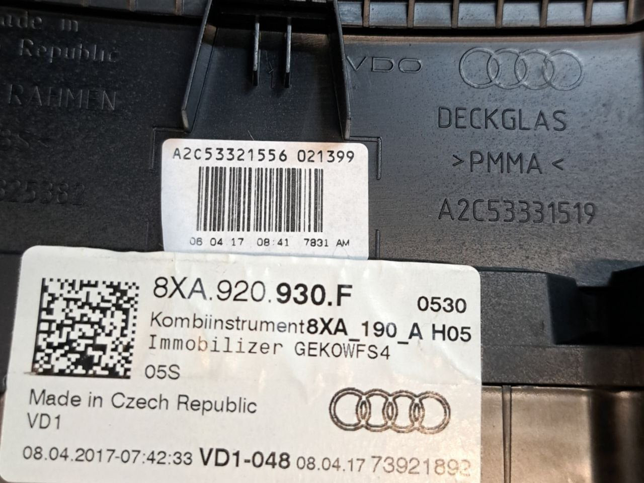 Tachimetro / Contachilometri / Quadro Strumenti Audi A1 8X 1.4 TDI (2010-2018) COD:8XA920930F