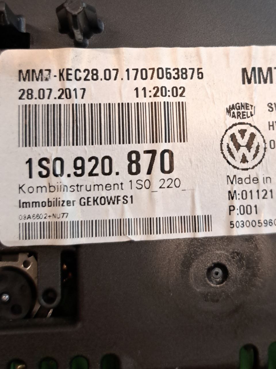 Tachimetro / Contachilometri / Quadro Strumenti Volkswagen Up 1.0 benzina (2013>) COD:1S0920870