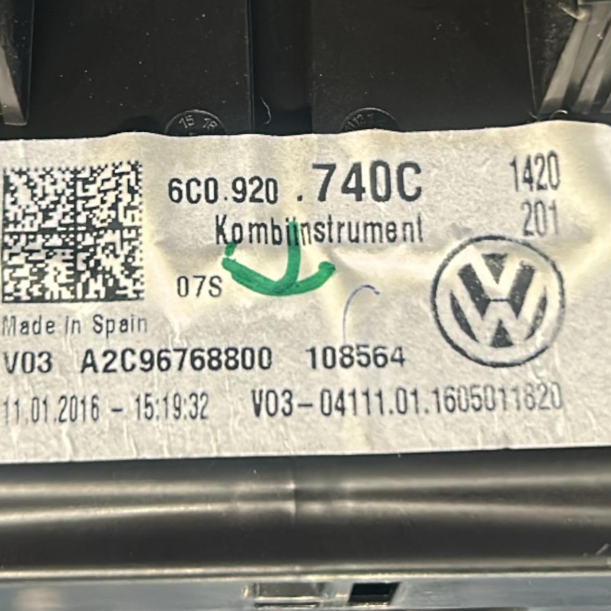 Tachimetro / Contachilometri Volkswagen Polo V (6R) cod.6C0920740C 1.2 Benzina (2009 > 2017)