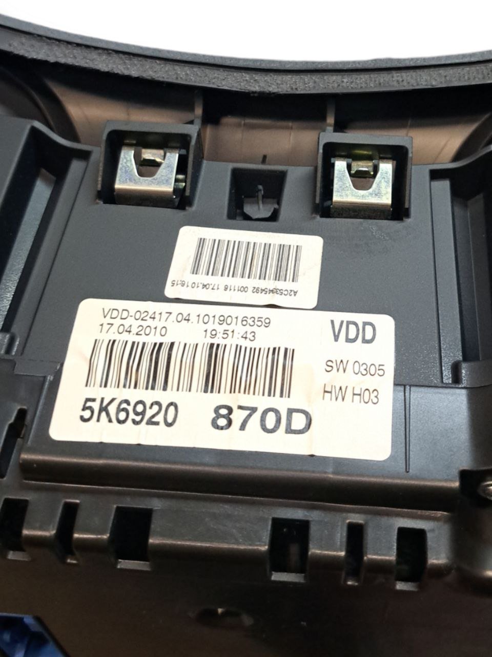 Tachimetro / Quadro Strumenti / Contachilometri Volkswagen Golf VI ( 2008 - 2012 ) 2.0 Benzina COD:5K6920870D