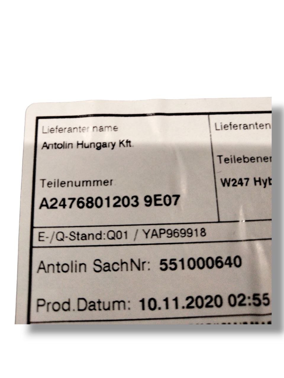 Tappeto / Ripiano Bagagliaio Mercedes-Benz Classe B W247 (2019-2023) cod.A2476801203